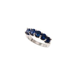 Veretta Ring 5 Blue Sapphires in White Gold