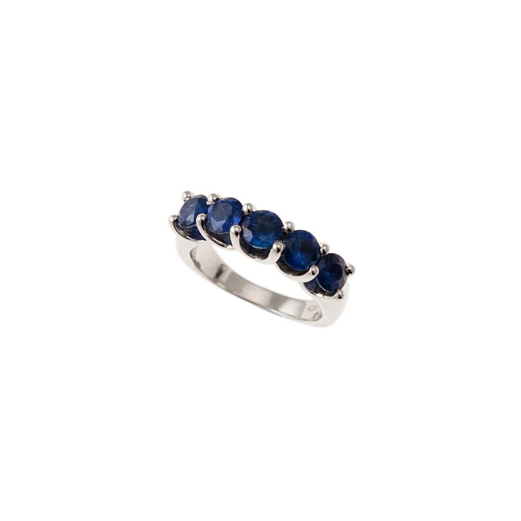 Veretta Ring 5 Blue Sapphires in White Gold