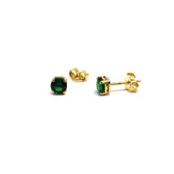 Green Zircon Light Point Earrings 4mm Yellow Gold