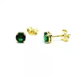 Orecchini Punto Luce Zircone Verde 5mm su Oro Giallo