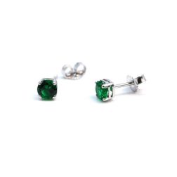 Green Zircon Light Point Earrings 5mm White Gold