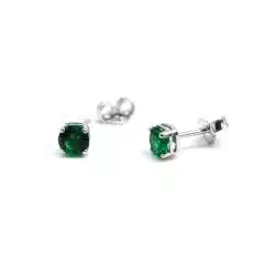 Orecchini Punto Luce Zircone Verde 5mm su Oro Bianco