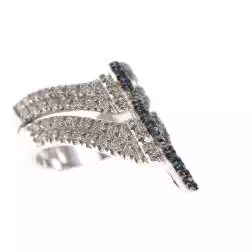 Arrow ring with Blue Sapphires and Diamonds in White 18kt gold