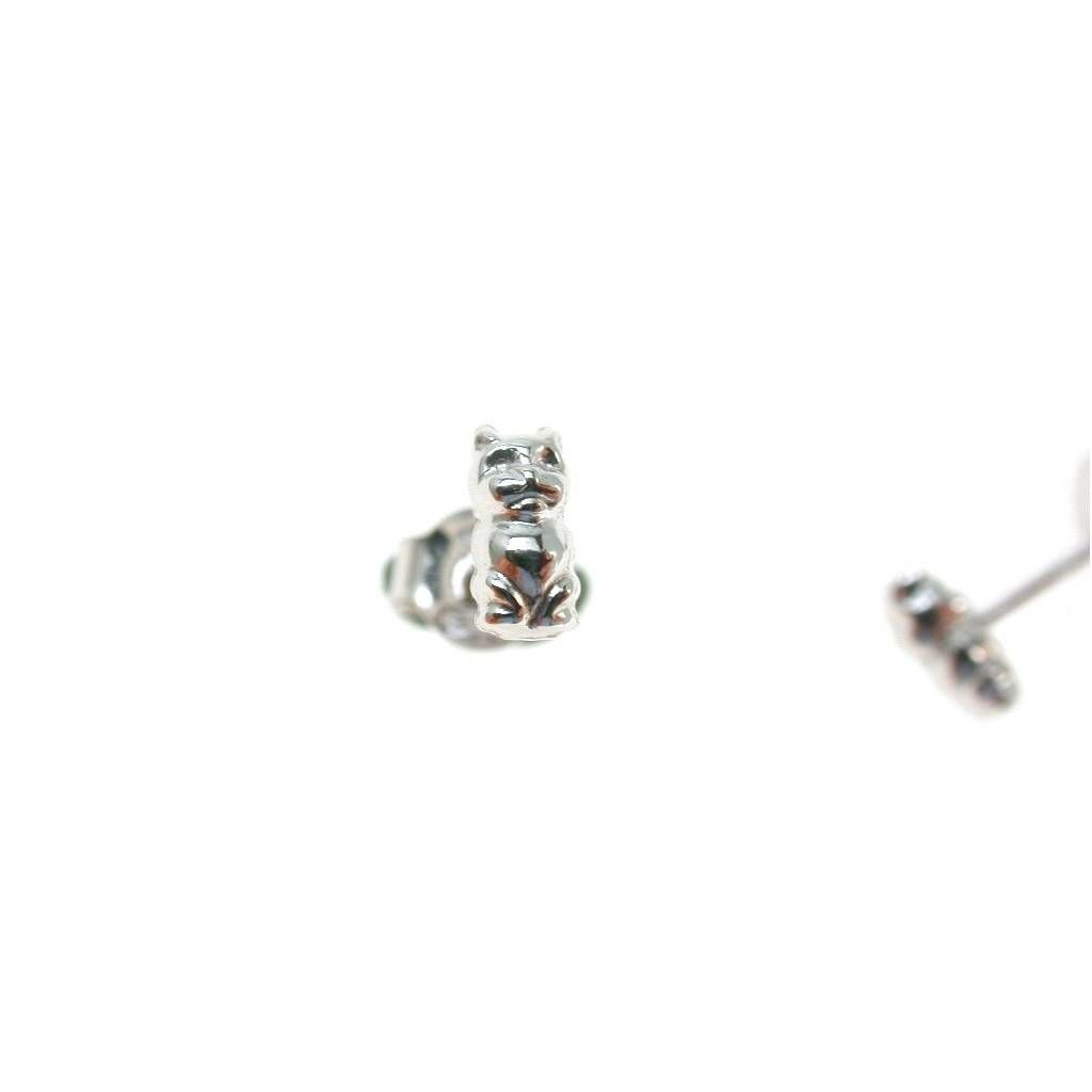 White Gold Kitten Earrings