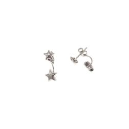 Orecchini doppi 2 Stelle in oro bianco