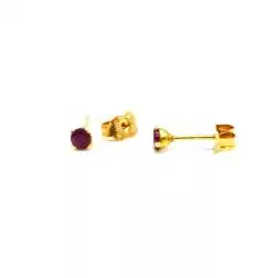 Orecchini Punto Luce Zircone Rosso 3mm su Oro Giallo