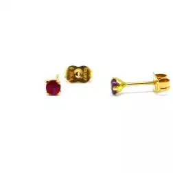 Orecchini Punto Luce Zircone Rosso 3.5mm su Oro Giallo