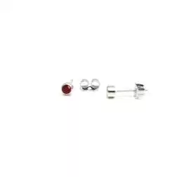 Orecchini Zirconi Rossi Punto Luce Tondi 3.7mm Oro Bianco