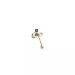 Orecchini Zirconi Rossi Punto Luce Tondi 3.2mm Oro Bianco