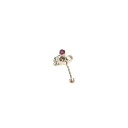 Red Zircon Light Point Round Earrings 3.2mm White Gold
