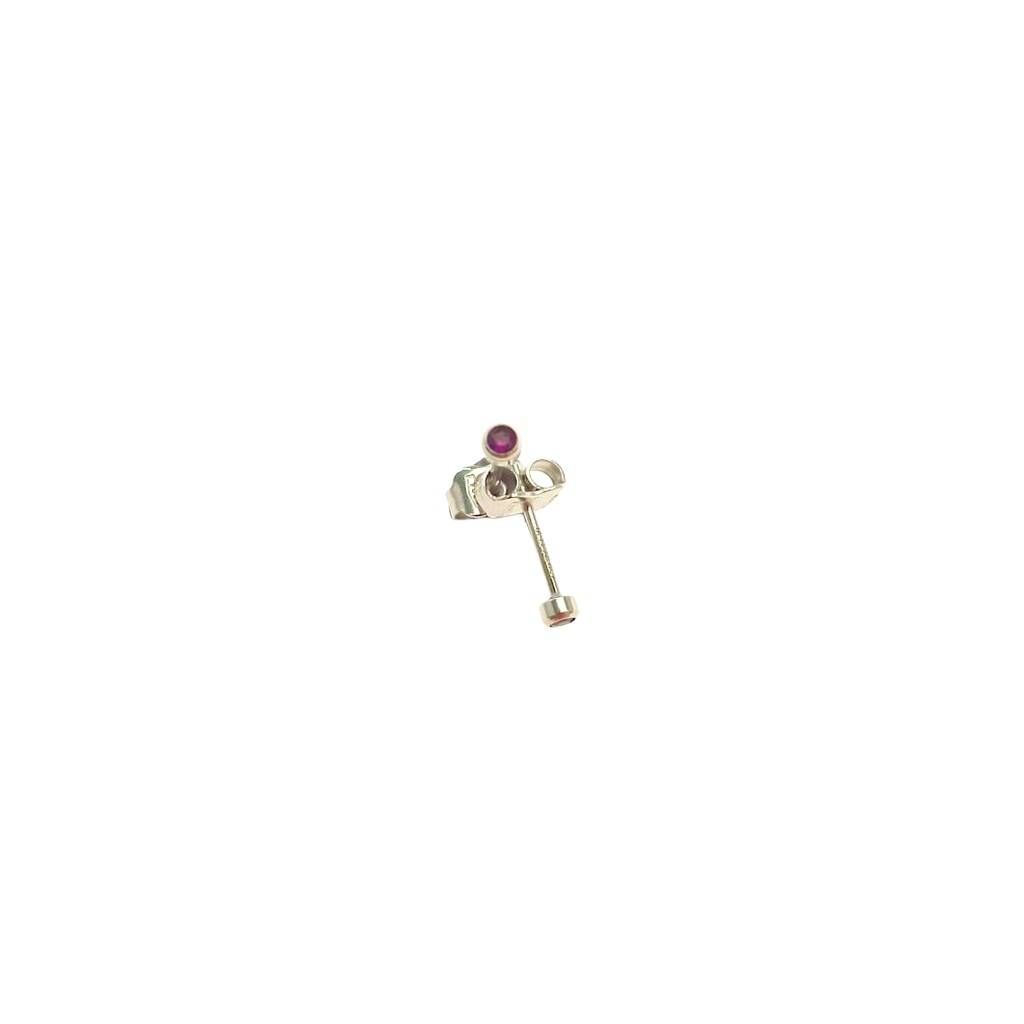 Orecchini Zirconi Rossi Punto Luce Tondi 3.2mm Oro Bianco