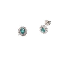 6x4mm Emerald with 20 Diamonds Kate earrings