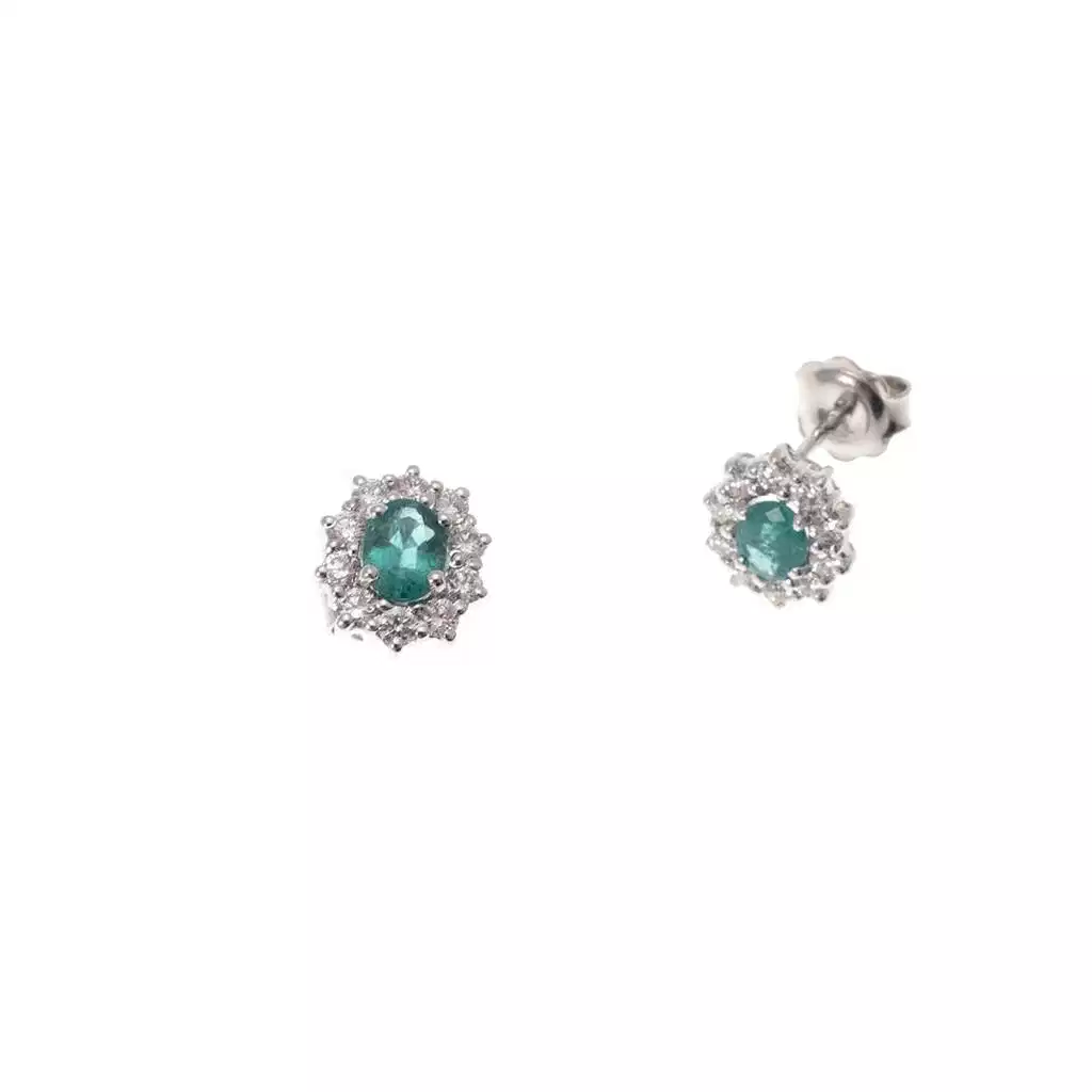 Orecchini kate Smeraldo 6x4mm e 20 diamanti