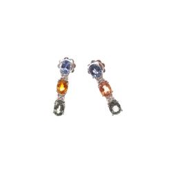 Trilogy Colored Sapphires and Diamonds Earrings