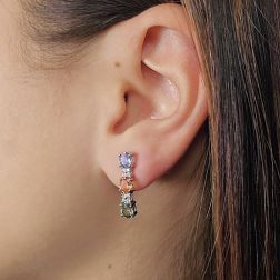 Photo of worn Trilogy Colored Sapphires and Diamonds Earrings