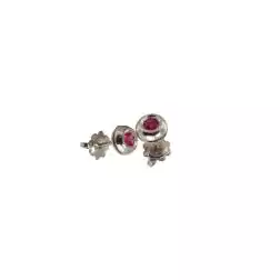 Orecchini Rubino Cipollotto Incavato 7mm Oro Bianco