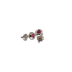 Ruby round bezel earrings 7mm White Gold
