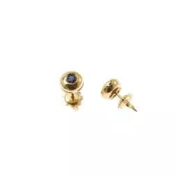 Orecchini Zaffiro Blu Cipollotto Bombato 8mm Oro Giallo