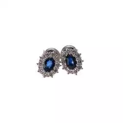 Orecchini kate Zaffiro Blu 6x4mm e 20 diamanti