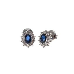6x4mm Blue Sapphire with 20 Diamonds Kate earrings