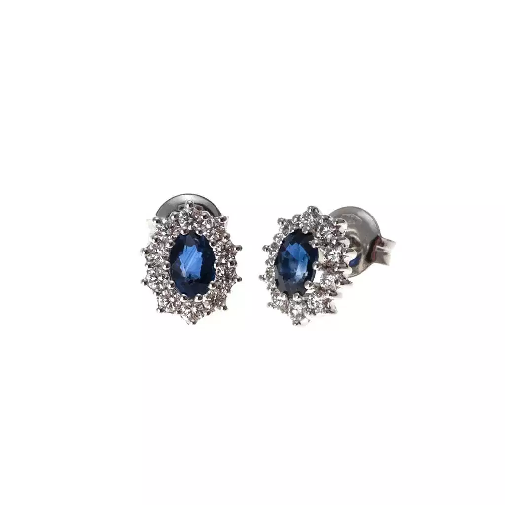 Orecchini kate Zaffiro Blu 6x4mm e 20 diamanti