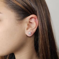 Photo of worn Small Flower Diamonds Earrings
