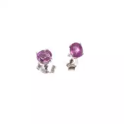 Orecchini Zaffiri Rosa Ovali 5x4mm su Oro Bianco