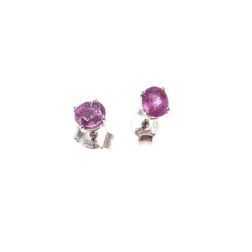 Solitary Studs earrings with Oval 5x4mm Pink Sapphires in white gold