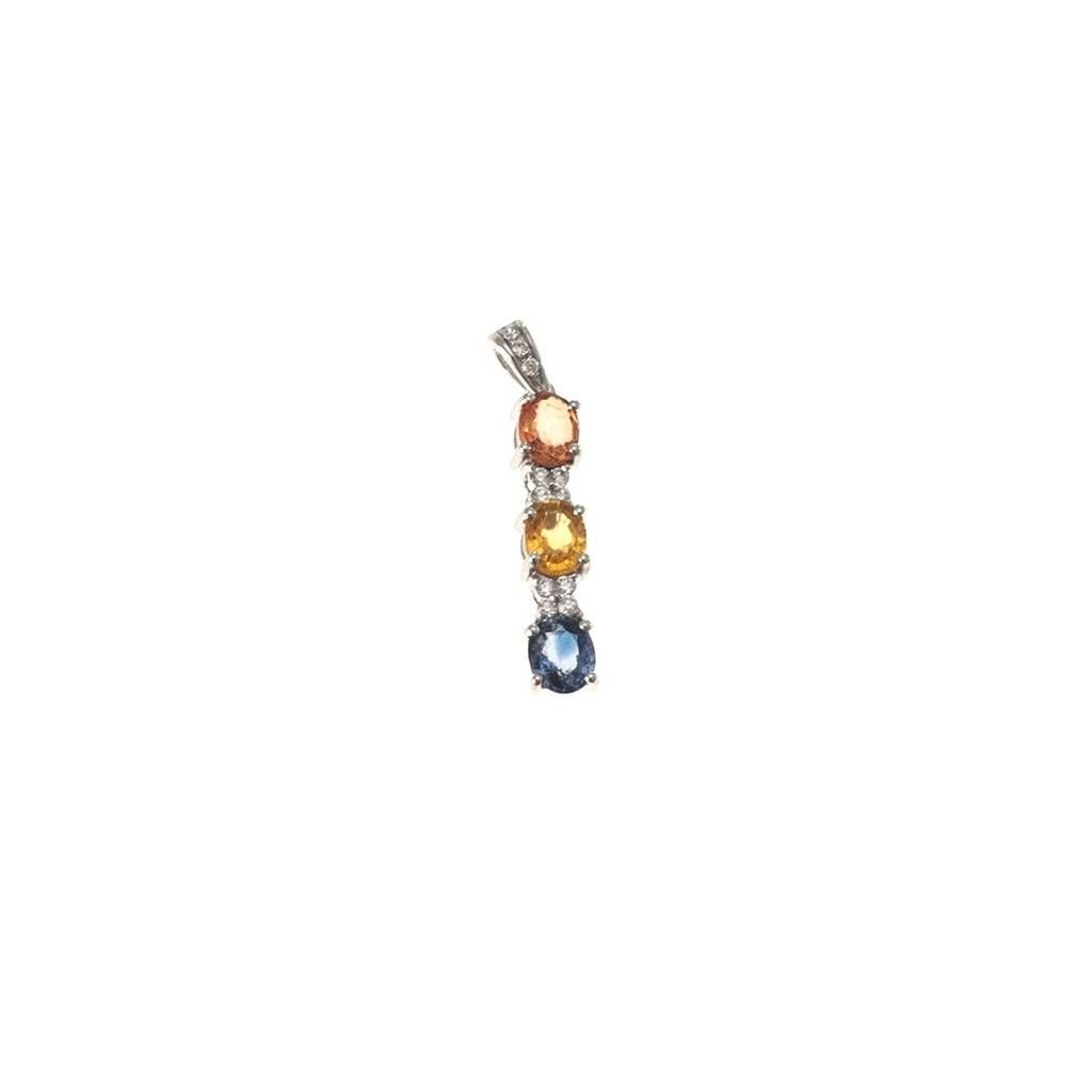 Trilogy Colored Sapphires and Diamonds Pendant
