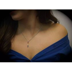 Photo of worn Trilogy Colored Sapphires and Diamonds Pendant