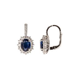 Orecchini Kate Zaffiro Blu 8x6mm e 36 Diamanti