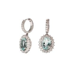Kate earrings with 9x7mm Aquamarine and 50 Diamonds