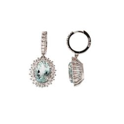 Kate earrings with 9x7mm Aquamarine and 50 Diamonds