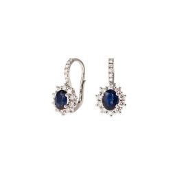 Kate Blue Sapphire Earrings 7x5mm and 32 Diamonds