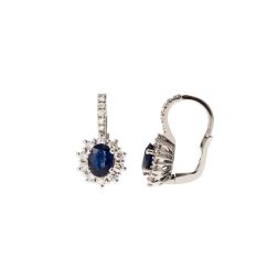 Kate Blue Sapphire Earrings 7x5mm and 32 Diamonds