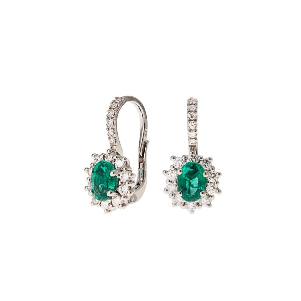 Orecchini Kate Smeraldo 7x5mm e 32 Diamanti