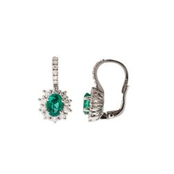 7x5mm Emerald with 32 Diamonds Kate earrings