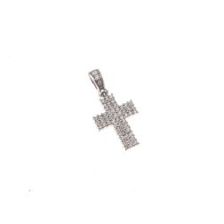Cross Pendant with 58 Diamonds in White Gold