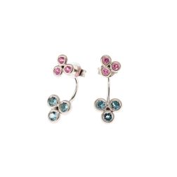 Circle 3 Motif Earrings with Aquamarine and Rose Sapphires