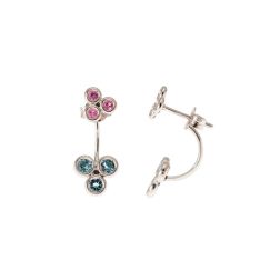 Circle 3 Motif Earrings with Aquamarine and Rose Sapphires