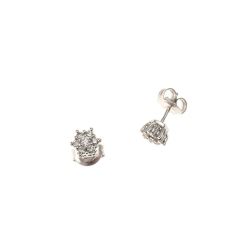 Orecchini Fiore Piccolo 14 Diamanti in Oro Bianco