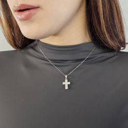 Photo of worn Cross Pendant with 58 Diamonds in White Gold