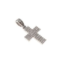 Cross Pendant with 58 Diamonds in White Gold
