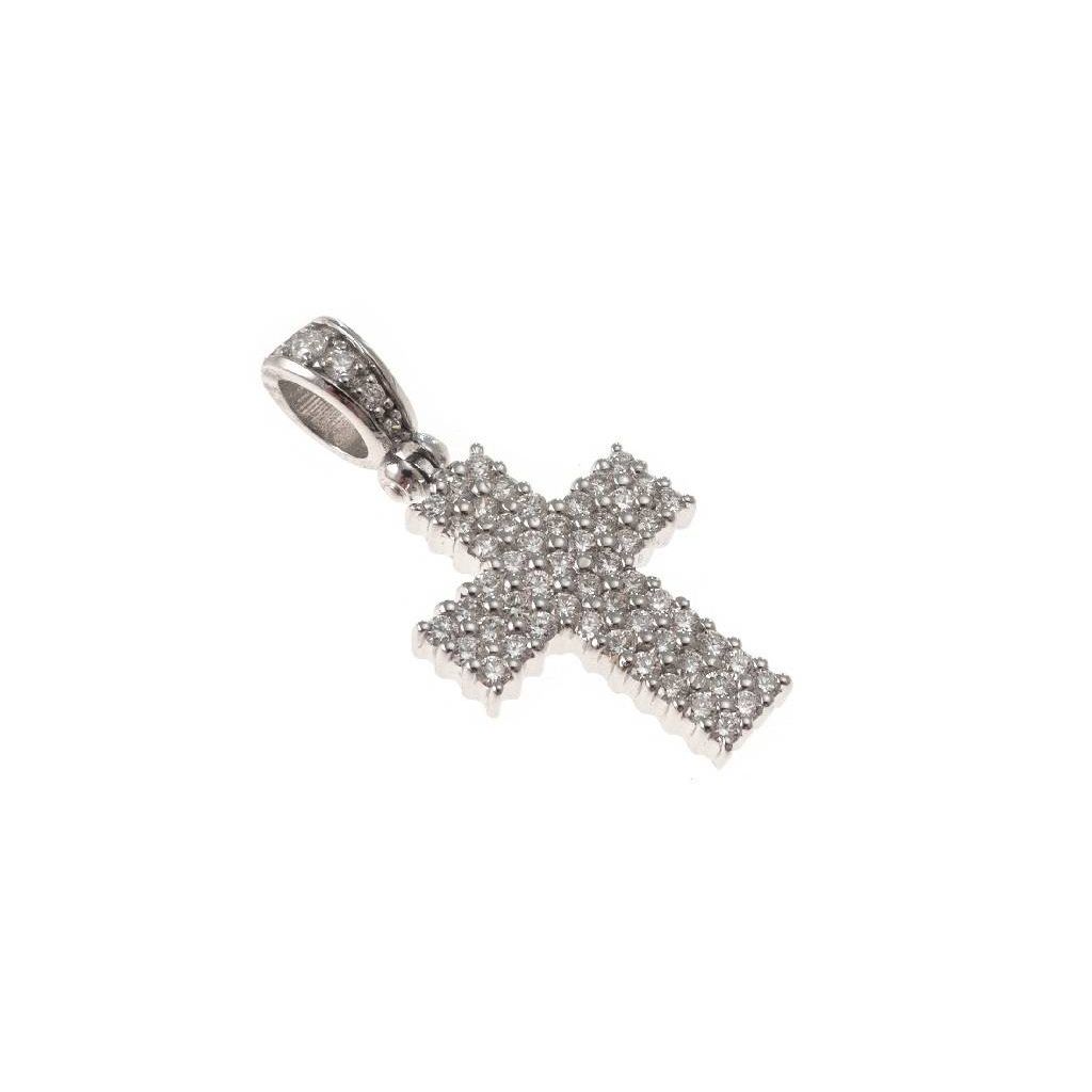 Ciondolo Croce 58 Diamanti in Oro Bianco