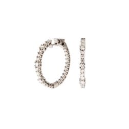 Boccole con Diamanti Alternati in Oro Bianco