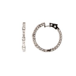 Boccole con Diamanti Alternati in Oro Bianco