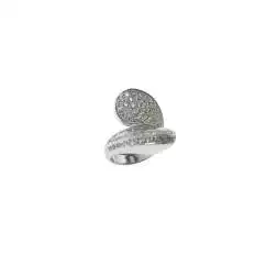 Anello Drop con zirconi Oro Bianco