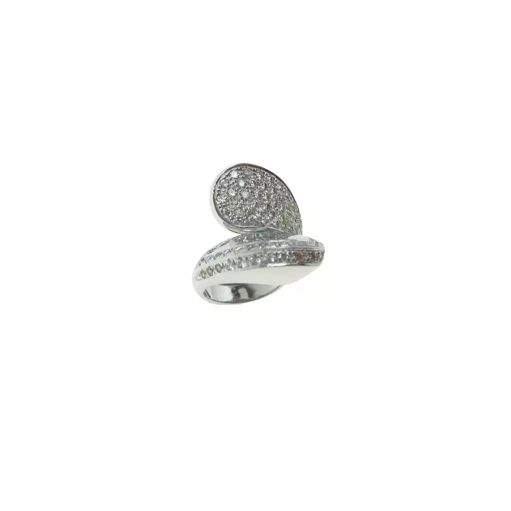 Anello Drop con zirconi Oro Bianco