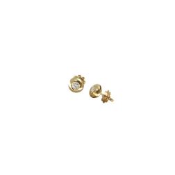 0.448 Diamonds round bezel earrings 7mm Yellow Gold