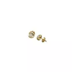 Orecchini Punto Luce Diamanti 0,448ct Cipollotto Bombato 7mm Oro Giallo